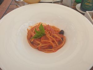 Spaghetti Putannesca at Da Gabrisa in Positano