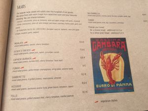 English menu  at La Pizzeria in Maribor