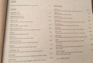 English menu 2 at La Pizzeria in Maribor