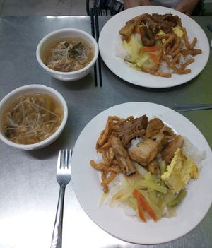 Two portions of rice and vegetables at Au Lac Chay - Bach Dang in Nha Trang