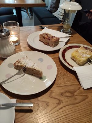 Banana cake, currant cake, and lemon cake at Die Gute Stube in Mainz