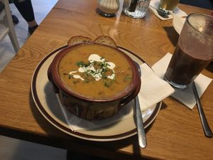 Delicious lentil soup!  at Die Gute Stube in Mainz