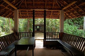 The view to the gate outside at Thani Illam in Koovappady