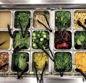 Vegetable line at Genghis Grill in Midland