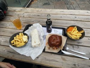 Ultimate kimchi special burger and the Jack's Bean burrito with fries (vegan mayo and chipotle ketchup) at Jack Bean - Kruisplein in Rotterdam