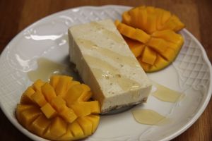 Raw cheesecake with seasonal fruit at Meson Mudejar in Archez