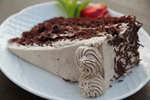 Chocolate cake with oreo-coffee cream at Meson Mudejar in Archez