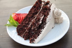 Chocolate cake with oreo-coffee cream at Meson Mudejar in Archez