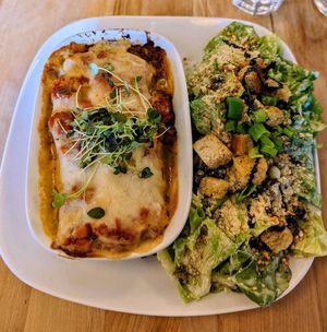 Lasagna and Cesar salad at Lola Rosa - Places des Festivals in Montreal