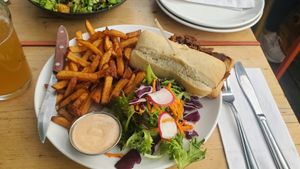 Cheese steak (no pretzel left 😞 ) at Lola Rosa - Places des Festivals in Montreal