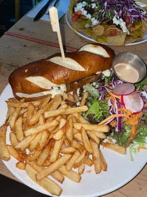 I got the steak and cheese sandwich and my husband got the nachos! It was all delicious and portion sizes were pretty big!! Love the comfort style food this place brings.   at Lola Rosa - Places des Festivals in Montreal