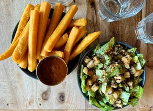 Chickpea fries were amazing.  at Lola Rosa - Places des Festivals in Montreal