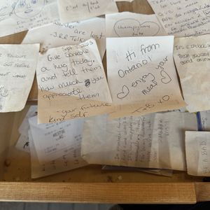 The drawer at our table was full of lovely notes written by previous customers on the back of their receipts. Don’t miss out on reading these! 🥰  at Lola Rosa - Places des Festivals in Montreal