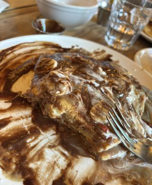 Pancakes with chocolate sauce   at Lola Rosa - Places des Festivals in Montreal
