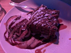 Brownie and ice cream at Lola Rosa - Places des Festivals in Montreal