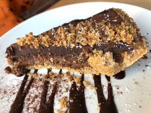 Chocolate-caramel tart at Lola Rosa - Places des Festivals in Montreal