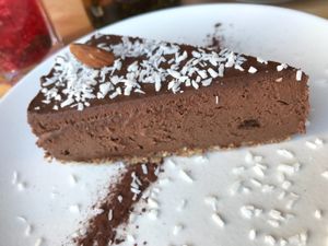 Raw-vegan date and almond cake at Lola Rosa - Places des Festivals in Montreal