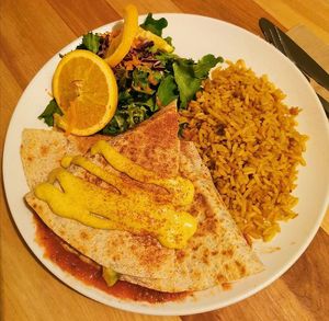 vegan quesadilla at Lola Rosa - Places des Festivals in Montreal