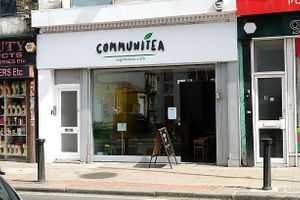 Outside the cafe at Communitea in South East London