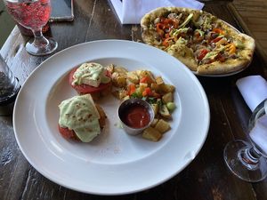 Vegan Benedict and Pizza at Homegrown Gastropub in Reno