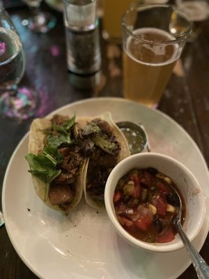 Jackfruit tacos and a side of vegan chili   at Homegrown Gastropub in Reno