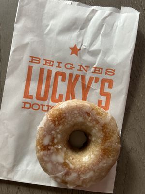 Glazed donut  at 49th Parallel Coffee Roasters & Lucky's Doughnuts in Vancouver