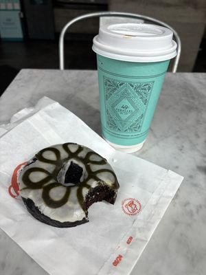 I love this coffee! And their vegan donut is so good! They have two options.  at 49th Parallel Coffee Roasters & Lucky's Doughnuts in Vancouver