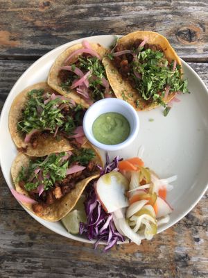 Vegan tacos  at Lúpulo Craft Beer House in Santa Cruz