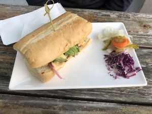 Vegan avocado sandwich  at Lúpulo Craft Beer House in Santa Cruz