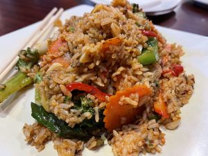 Thai Chili Fried Rice w Veggies spice level 4  at Pearl Cafe in Florissant