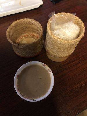 Sticky rice with peanut sauce  at Pearl Cafe in Florissant