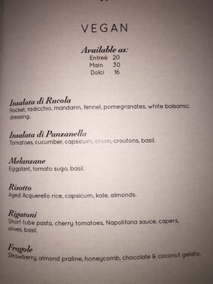 Vegan menu at Otto in South Brisbane