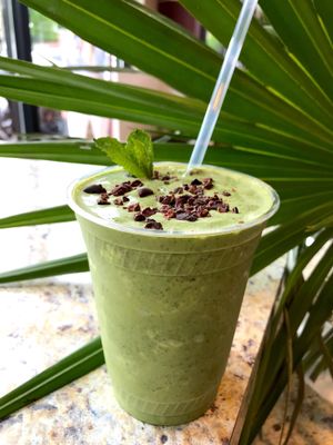 matcha mint chip smoothie! at Greens on the Go in New Canaan