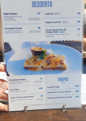 Menu Desserts at Vagas Bar in Matosinhos