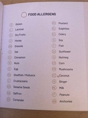 Allergens  at Vagas Bar in Matosinhos