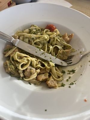 Spaghetti com seitan (tirei a foto depois de começar a comer…)   at Vagas Bar in Matosinhos
