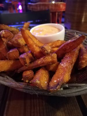 Sweet potatoe fries at Ezitis Migla - Aldaru in Riga