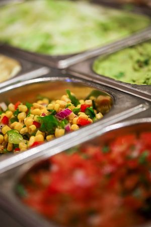 Freshly prepared salsas at Mexigo in Southampton