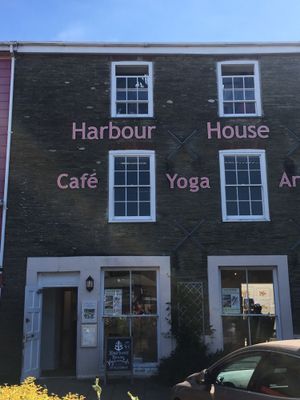 Front of house is an art gallery at Harbour House Cafe in Kingsbridge