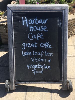 Board outside at Harbour House Cafe in Kingsbridge