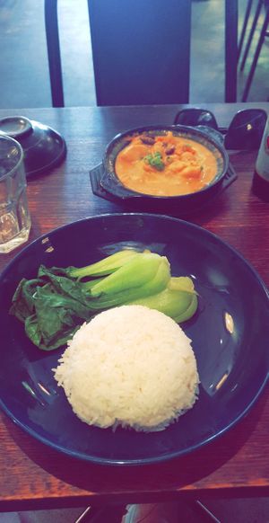Vegetable curry, with freshly cut chilli at Blue Ginger Viet Kitchen in Carnegie