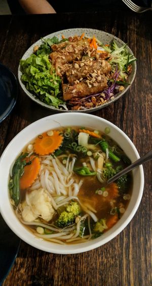 Pho no tofu and vermicelli salad with springrolls at Blue Ginger Viet Kitchen in Carnegie
