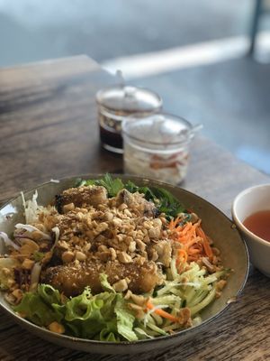 Vegetable spring rolls with vermicelli  at Blue Ginger Viet Kitchen in Carnegie