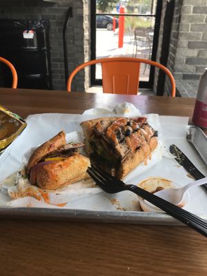 Rise and Shine with Zucchini, Onions, Green, Red, & Yellow Peppers with Sauce at Zunzi's in Atlanta