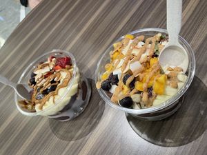 Large shiok with almond butter and large original with cookie butter  at Randy Indulgence in Central Singapore