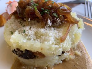 Potato cake with caramelised onion   at Amaranta in Girona