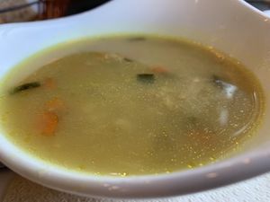 Vegetable and barley broth   at Amaranta in Girona