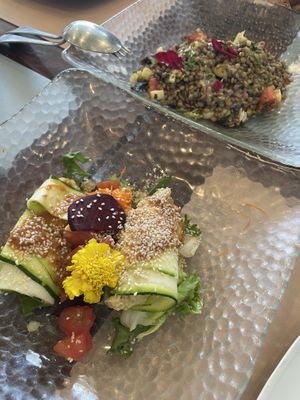 Zuchhini + salad  at Amaranta in Girona