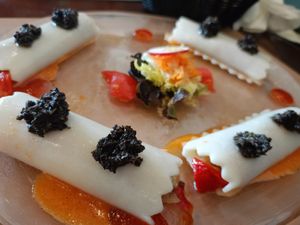 Canelons d'escalivada at Amaranta in Girona