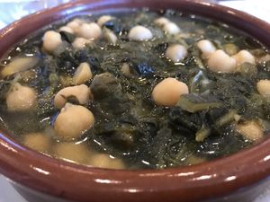 Chick pea and spinach cassoulet  at Amaranta in Girona